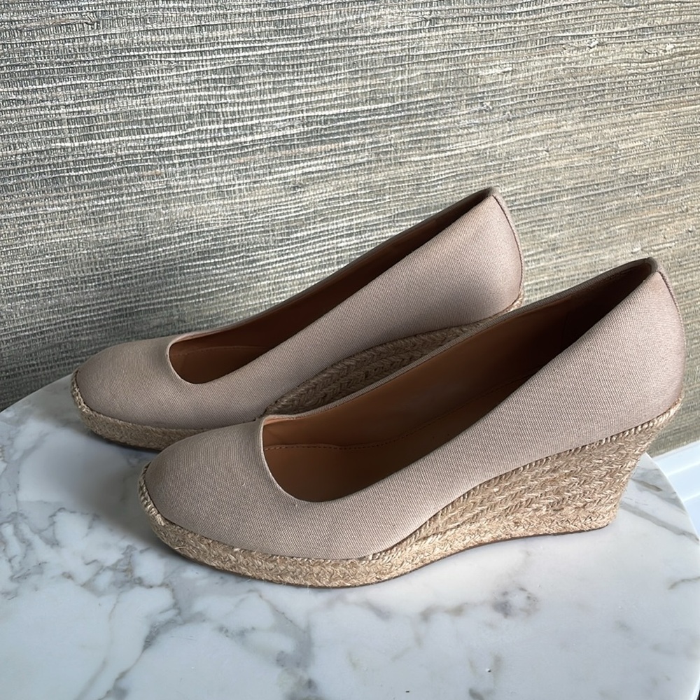 J. Crew Tan Beige Wedge Espadrilles